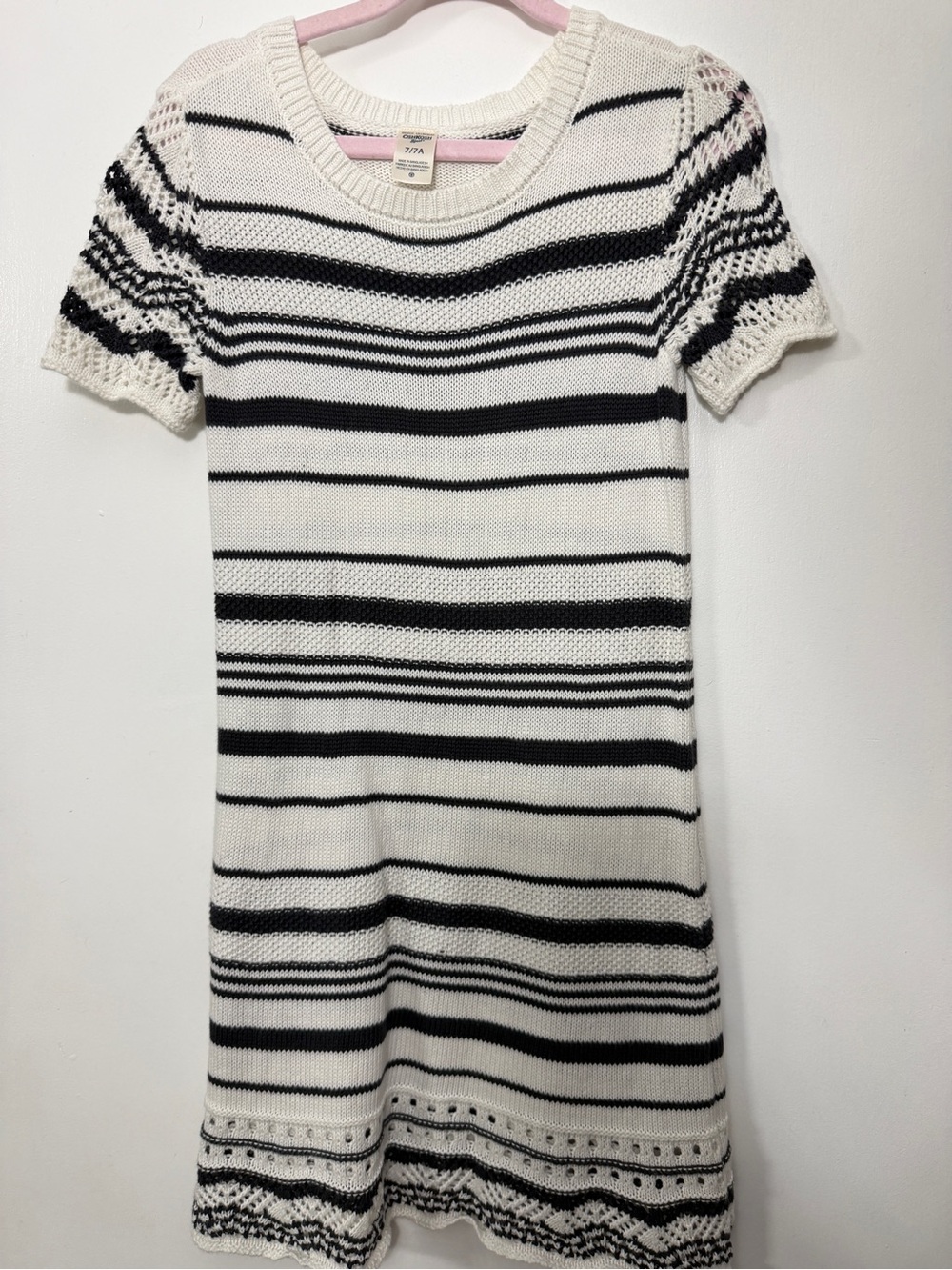 OshKosh B'gosh White & Black Striped Knit Dress